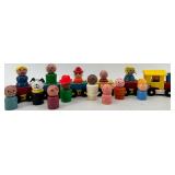 Vintage Fisher-Price Little People Wooden Train Set with Figures