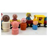 Vintage Fisher-Price Little People Wooden Train Set with Figures
