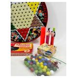 Vintage Board Game Collection with Chinese Checkers, Bingo, and Marbles
