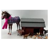 Farm Animal Toy Set with Barn, American Girl Horse Figure, and Accessories