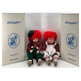 Dolls by Jerri - Raggedy Jim and Raggedy Ann Christmas Porcelain Dolls with Original Boxes