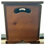 Vintage Wooden Toy Chest with Painted Train Motif