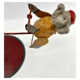 Vintage Circus Wire Balance Sculpture - Two Painted Figures on Red Base