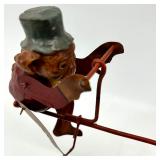 Vintage Circus Wire Balance Sculpture - Two Painted Figures on Red Base