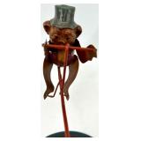 Vintage Circus Wire Balance Sculpture - Two Painted Figures on Red Base