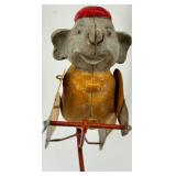 Vintage Circus Wire Balance Sculpture - Two Painted Figures on Red Base