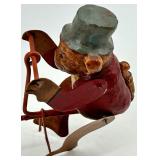 Vintage Circus Wire Balance Sculpture - Two Painted Figures on Red Base