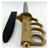 Replica Trench Knife with Brass Knuckle Guard - Prop/Display Piece (U.S. 1818 stamp, CHINA blade)