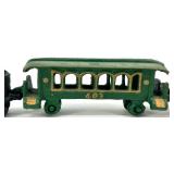 Handcrafted Wooden Train Display Shelf and Cast Iron Train Set
