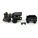Handcrafted Wooden Train Display Shelf and Cast Iron Train Set