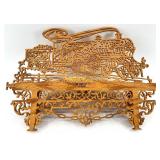 Handcrafted Wooden Train Display Shelf and Cast Iron Train Set