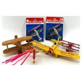 Toy Airplanes Lot - Coca-Cola Plane, Cross Biplane, Wooden Twin-Deck Plane