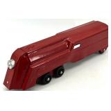 Marx Tin Toy Train Cars - Red Engine & Blue Boxcar & Open-Topped Gondola