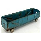 Marx Tin Toy Train Cars - Red Engine & Blue Boxcar & Open-Topped Gondola