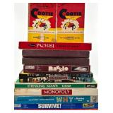 Vintage Board Games Lot: Cootie, Pachisi, Scrabble, Monopoly Empire & More