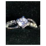 4 Stainless Steel Fashion Rings with CZ Stones - Size 8.5 to 9