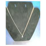 10K Yellow Gold Diamond Cluster Pendant Necklace. 16"