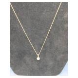 10K Yellow Gold Diamond Cluster Pendant Necklace. 16"