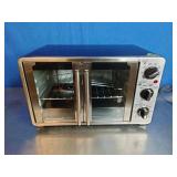 Elite Gourmet Double French Door Countertop Toaster Oven, Bake, Broil, Toast, Keep Warm, Fits 12" pizza, 25L capacity, Stainless Steel & Black