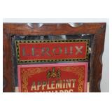 Vintage Wood Framed Leroux Apple Schnapps Liquor Bar Mirror