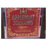 Vintage Wood Framed Leroux Apple Schnapps Liquor Bar Mirror