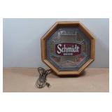 Vintage Schmidt Beer Faux Leaded Glass Light