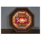 Vintage Schmidt Beer Faux Leaded Glass Light