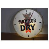 Vintage Michelob Beer Bottle Cap Bar Clock with Lights