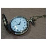 Vintage Cowboy Style Pocket Watch with 18" Chain