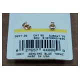 Blue Topaz Earrings - 10k Yellow Gold