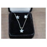 Yellow Gold Necklace and Earring Set - 10k Yellow Gold, Cubic Zirconia