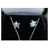 Yellow Gold Necklace and Earring Set - 10k Yellow Gold, Cubic Zirconia