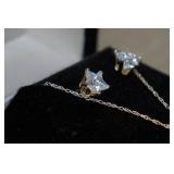 Yellow Gold Necklace and Earring Set - 10k Yellow Gold, Cubic Zirconia