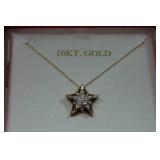 Diamond Pendant with Chain - 10k Yellow Gold