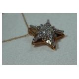 Diamond Pendant with Chain - 10k Yellow Gold