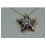 Diamond Pendant with Chain - 10k Yellow Gold