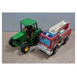 Ertl John Deere Diesel 1:16 Scale Tractor & Buddy L Fire Truck