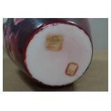 Antique Fostoria Rose Floral Hand Painted Milk Glass Vase