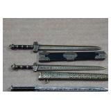 Ornate Mini Metal Sword Set with Scabbards