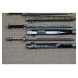Ornate Mini Metal Sword Set with Scabbards