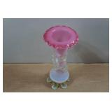 Pink Opalescent Art Glass Vase