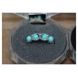 Silver Tone Ladies Turquoise Rings