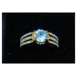 Gold Tone Ladies Cubic Zirconia Ring