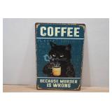 Coffee Cat Novelty Metal Sign