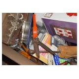 Assorted Hardware - Hand Drill, Hooks, Labels