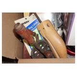 Assorted Hardware - Hand Drill, Hooks, Labels