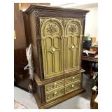 Vintage Ornate Armoire Cabinet with Shelves and Drawers 38x20x68
