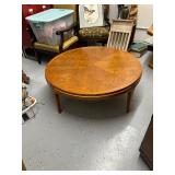 Vintage Quality Lane Made Round Wood Coffee Table with Tapered Legs
