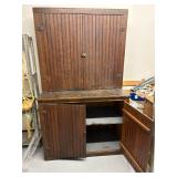 Large Wooden Hutch Cabinet, 2-Part, 41x21x69 Inches
