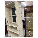 Vintage Tall Wooden Cabinet with Chalkboard Panels 32x16x80